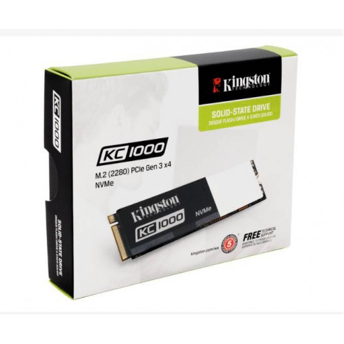 Твердотельный диск 480GB Kingston SSDNow KC1000, M.2, PCI-E 3.0 x4, MLC [R/W - 2700/1600 MB/s]